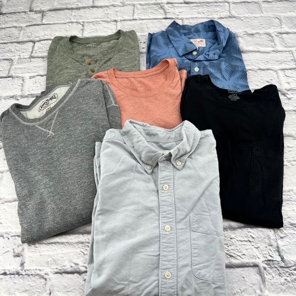 Mens American Eagle Lucky Brand Shirt Lot 6pc Medium Button Up Henley Tee KS-G1 - Picture 8 of 8